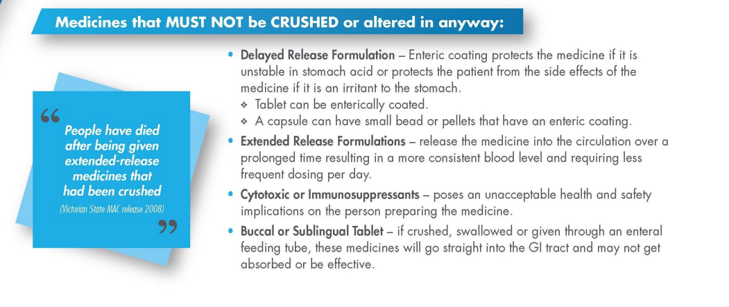 medicines that must not be crushed